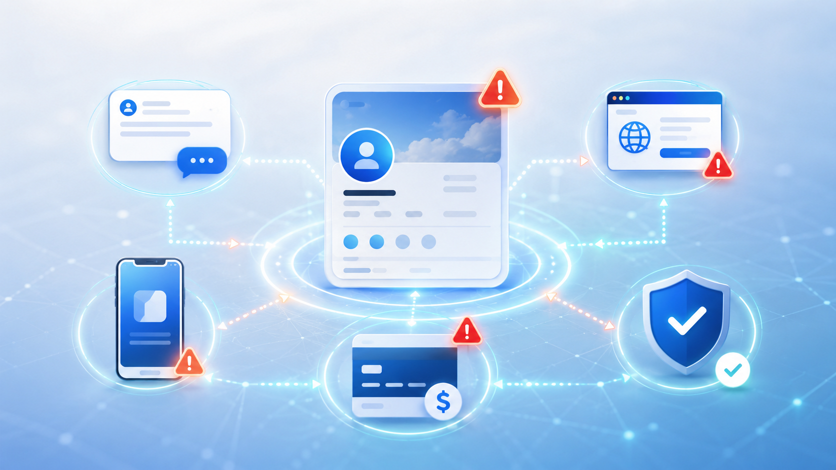 A trend analysis graphic tracking the evolution of social media impersonation tactics and showing how external scam assets become manageable through a strong and consistent evidence chain